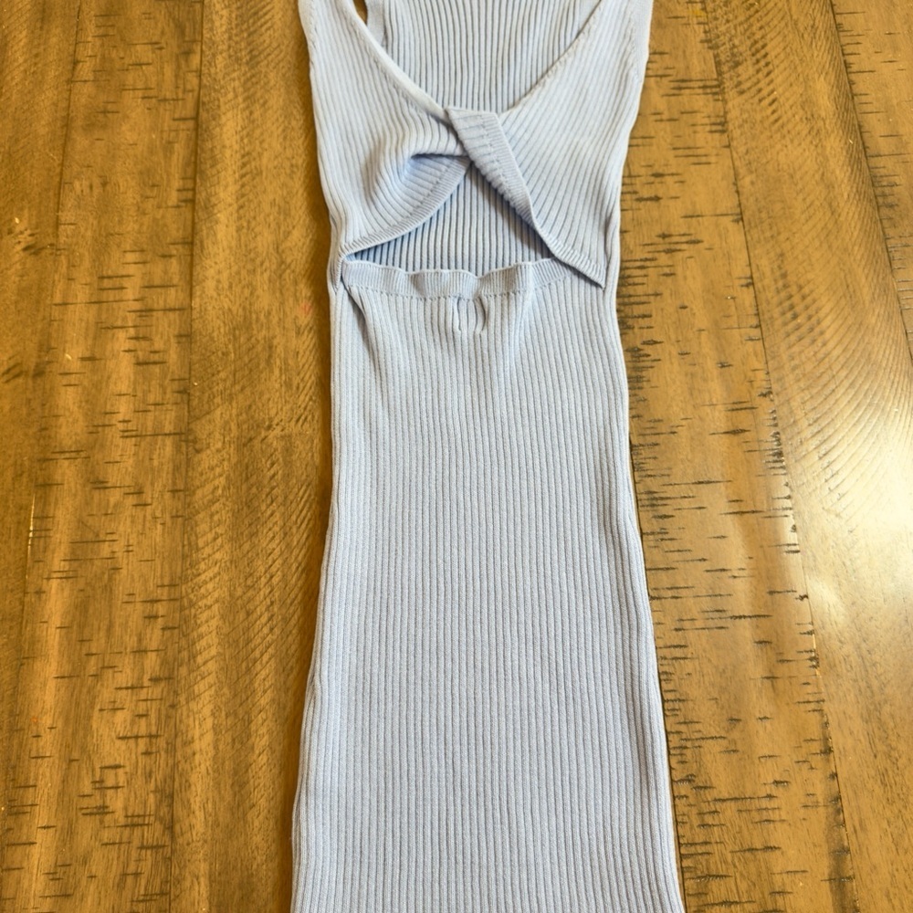 Princess Polly Backless Ribbed Dress in Light Blue - Picture 4 of 7